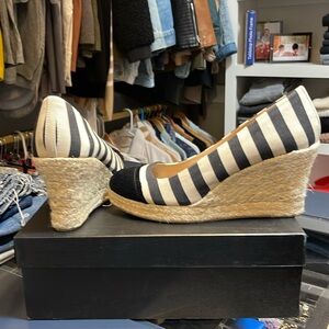 Jcrew striped espadrille wedges